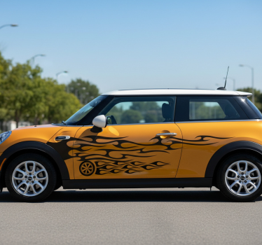 Autosticker dunne zwarte banden vlammen - TenStickers