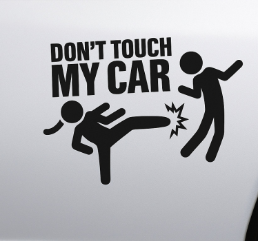 Autosticker grappige karatekick waarschuwing - TenStickers