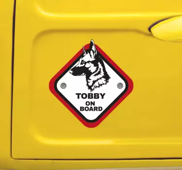 Gepersonaliseerde auto sticker herder on board - TenStickers