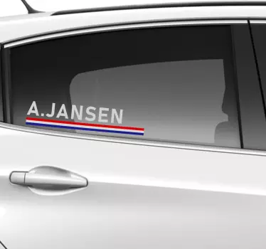 Gepersonaliseerde auto sticker Nederlandse vlag met naam - TenStickers
