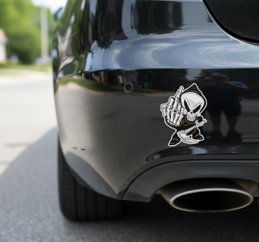 Autosticker skelet met middelvinger - TenStickers