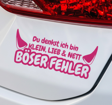 Autosticker slechte fout roze duivel - TenStickers