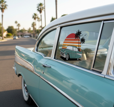 Autosticker vintage zonsondergang palmbomen - TenStickers