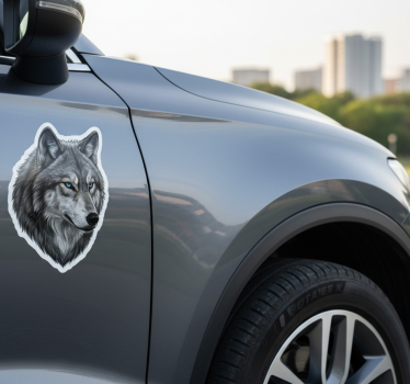 Autosticker wildewolf met blauwe ogen - TenStickers