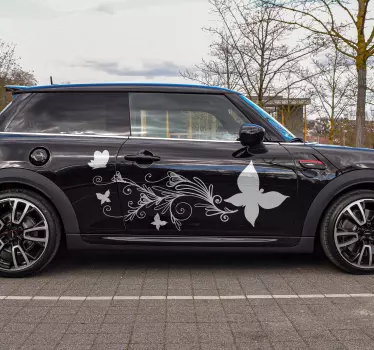 Autosticker Bloem en vlinder - TenStickers