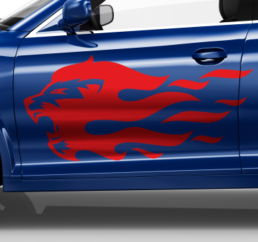 Autostickers Leeuw in een vlamsilhouet - TenStickers
