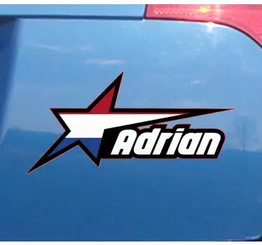 Gepersonaliseerde auto sticker Nederlandse vlag naam - TenStickers