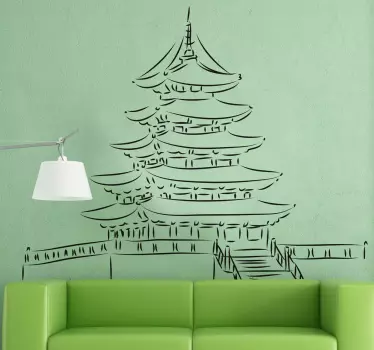 Aziatische Pagode Muursticker - TenStickers