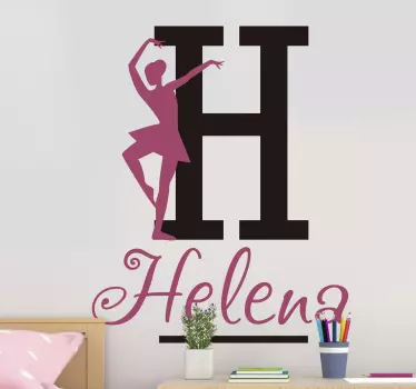 Balletdanser dansende meisje met naam zelfklevende muursticker - TenStickers