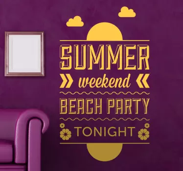 Beach Party Tekststicker - TenStickers