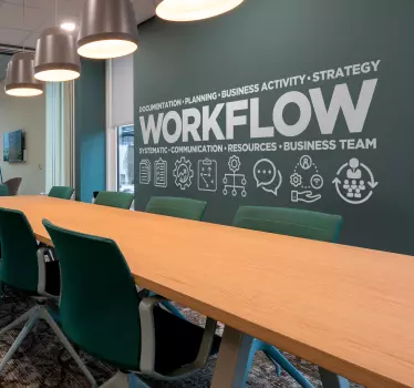 Bedrijf sticker met teksten over 'workflow' - TenStickers