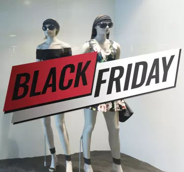 Black friday sticker etalage rood korting - TenStickers