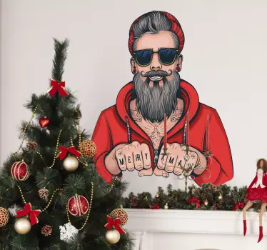 Feestdagen sticker coole kerstman - TenStickers