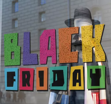 Raamstickers gekleurde tekst black friday - TenStickers