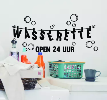 Raamstickers Wasserette waskamer - TenStickers