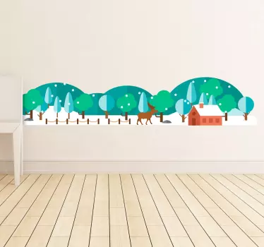 Besneeuwde Bos Muursticker - TenStickers