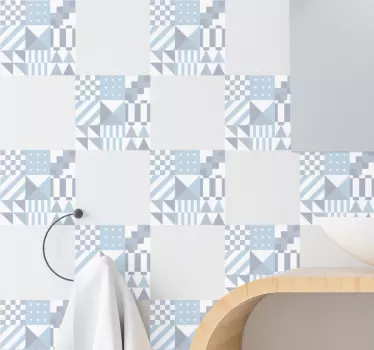 Blauw badkamerontwerp sticker geometrische vormen - TenStickers