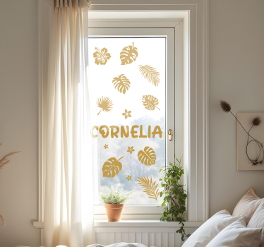 Bloemen en tropische planten raamsticker - TenStickers