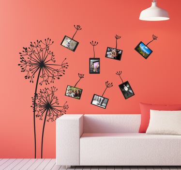 Muurstickers woonkamer blaasbloemen en fotolijstjes - TenStickers