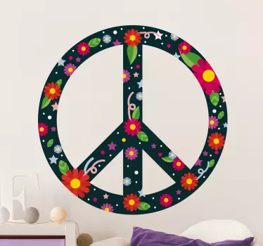 Bloemen stickers Bloem en ster vredesteken - TenStickers