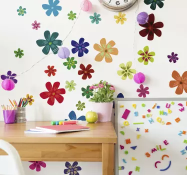 Stickers verschillende kleuren bloemen - TenStickers