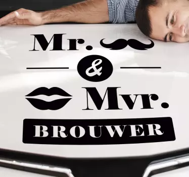 Bruidsparen auto muursticker - TenStickers