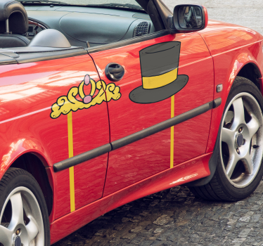 Bruiloft hoed en tiara zelfklevende decoratie sticker auto - TenStickers
