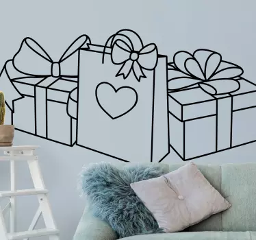 Kerst sticker cadeauzak arrangement - TenStickers