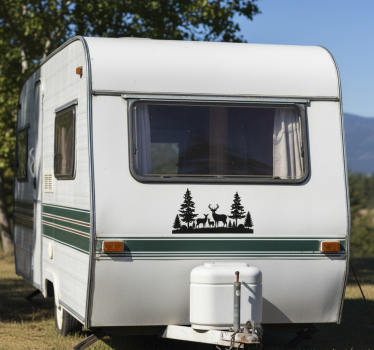 Camper sticker bosfamilie van herten - TenStickers