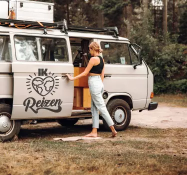 Ik hou van reizen camper sticker - TenStickers