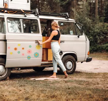 Camper sticker gekleurde bloemen - TenStickers