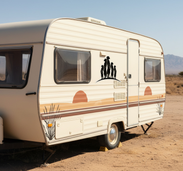 Camper sticker nieuwsgierige stokstaartjes familie - TenStickers