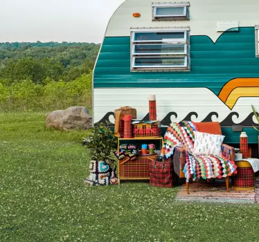 Camper sticker golven retro - TenStickers