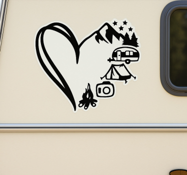 Caravan sticker avontuurlijke hart composiet - TenStickers