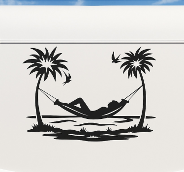 Caravan sticker strandleven hangmat - TenStickers