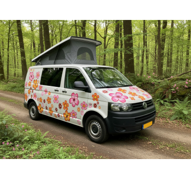Caravan sticker vrolijke kleurrijke bloemen - TenStickers