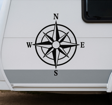 Caravan sticker windroos kaart - TenStickers
