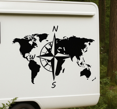 Caravan sticker worldpam met kompas - TenStickers