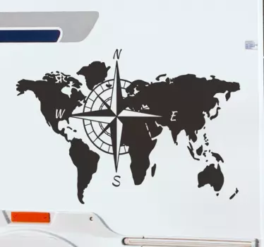 Camper sticker wereldkaart met richtingen - TenStickers