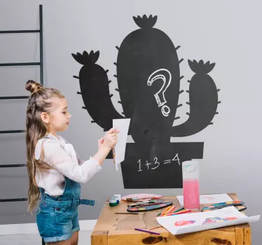Charmant cactussilhouet krijtbord sticker - TenStickers