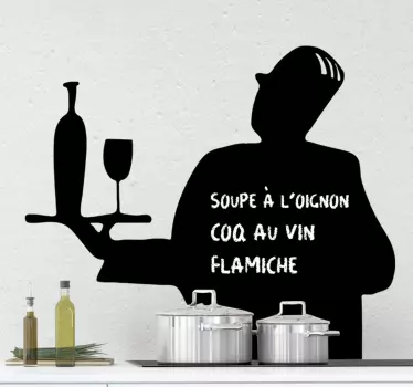 Muursticker keuken Krijtbord sticker chique ober - TenStickers