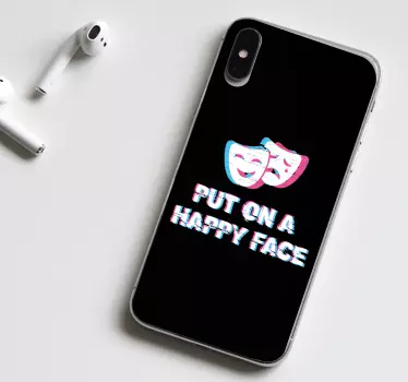 Citaat over theatermaskers iPhone sticker - TenStickers