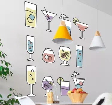 Cocktails drinken muursticker - TenStickers