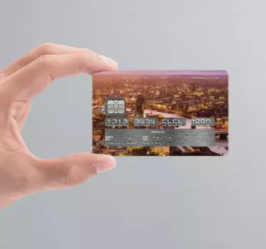 Pinpas sticker met stadszonsondergang - TenStickers
