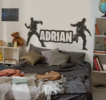 Dansende soldaten met naam muursticker - TenStickers
