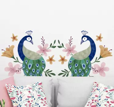 De muursticker van de vogel van pauwen - TenStickers