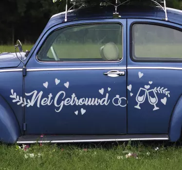 Decoratie huwelijk auto sticker - TenStickers
