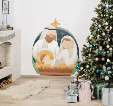 Decoratie sticker kerststal - TenStickers