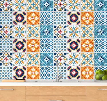 Decoratie sticker levendige tegel motieven - TenStickers