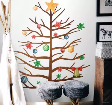 Kerst sticker decoratieve kerstboom - TenStickers